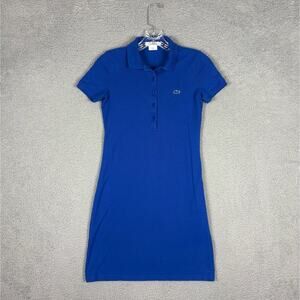 Lacoste Polo Shirt Dress Women’s 32 Small Cobalt Blue Cotton Short Sleeve